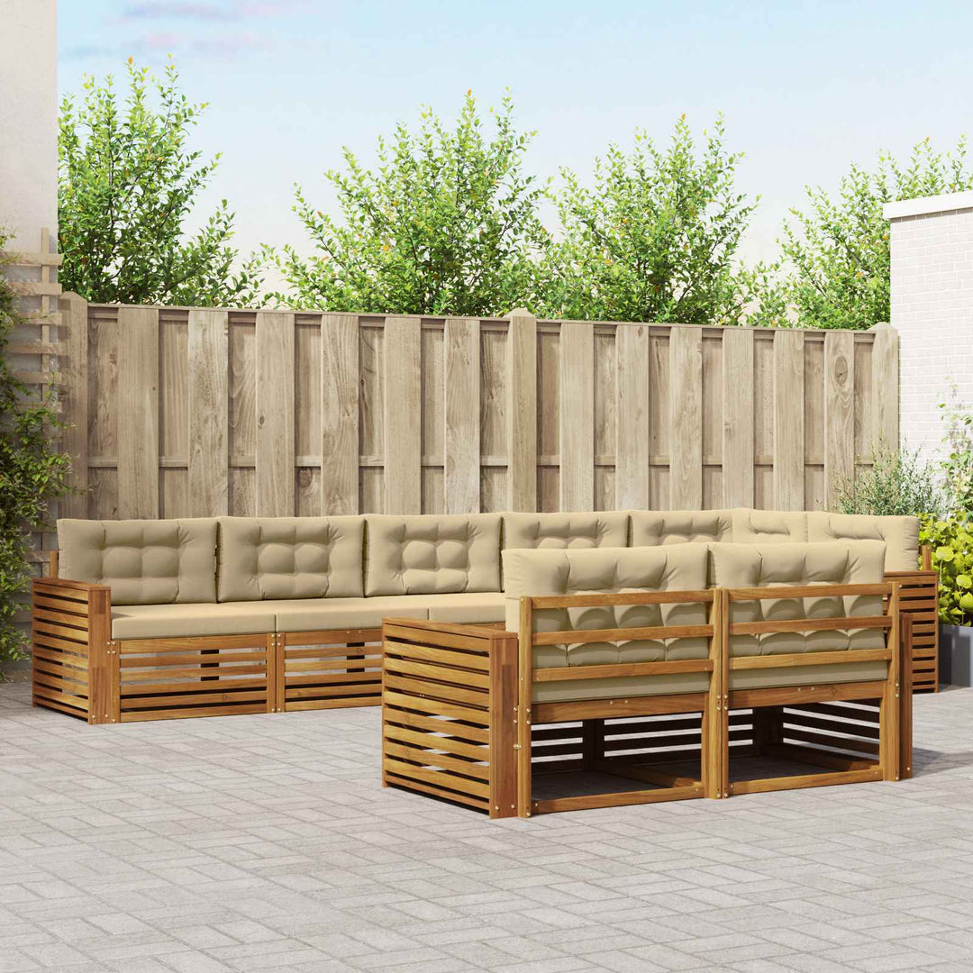 Udendørs sofagruppe med pude 8 pcs Naturlig og Beige