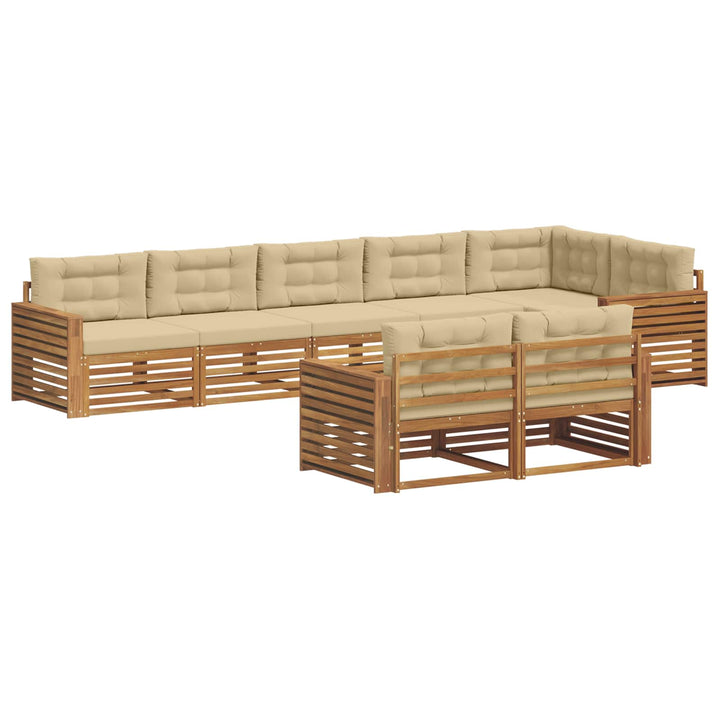 Udendørs sofagruppe med pude 8 pcs Naturlig og Beige