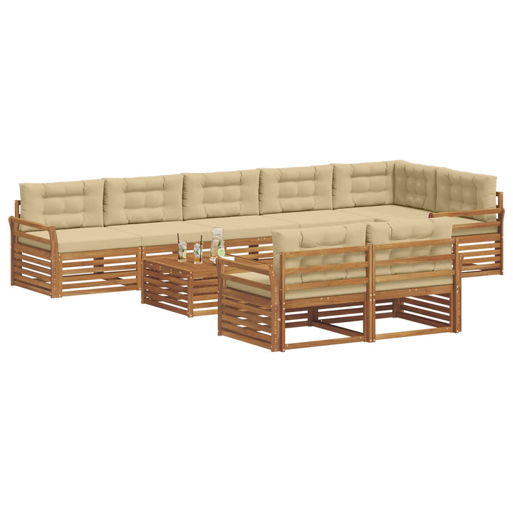 Udendørs sofagruppe med pude 9 pcs Naturlig og Beige
