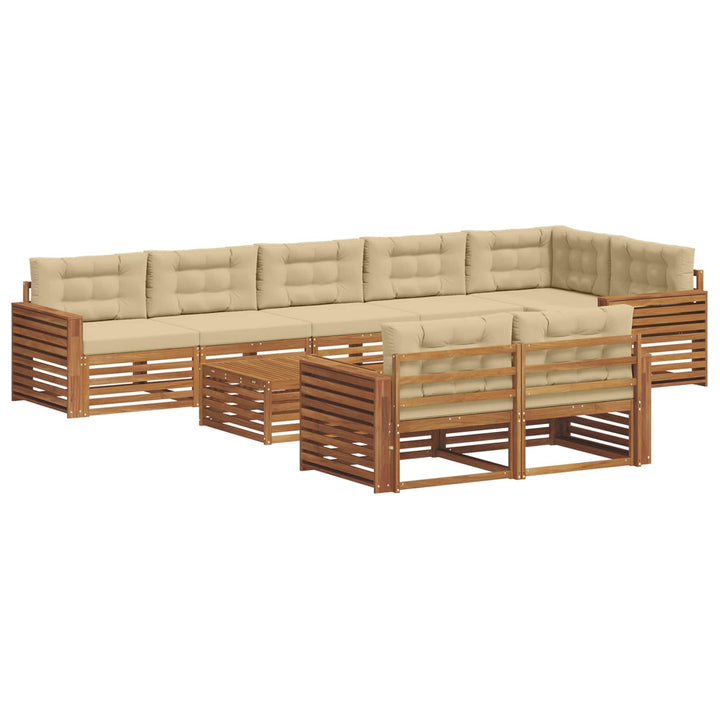 Udendørs sofagruppe med pude 9 pcs Naturlig og Beige