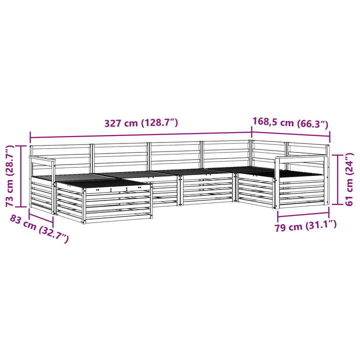 Udendørs sofagruppe 6 pcs Naturfarvet