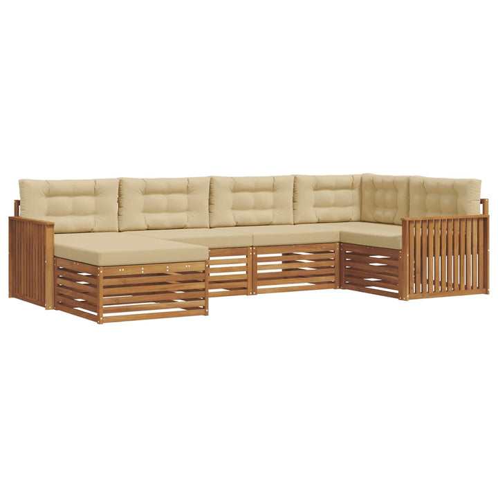 Udendørs sofagruppe med pude 6 pcs Naturlig og Beige