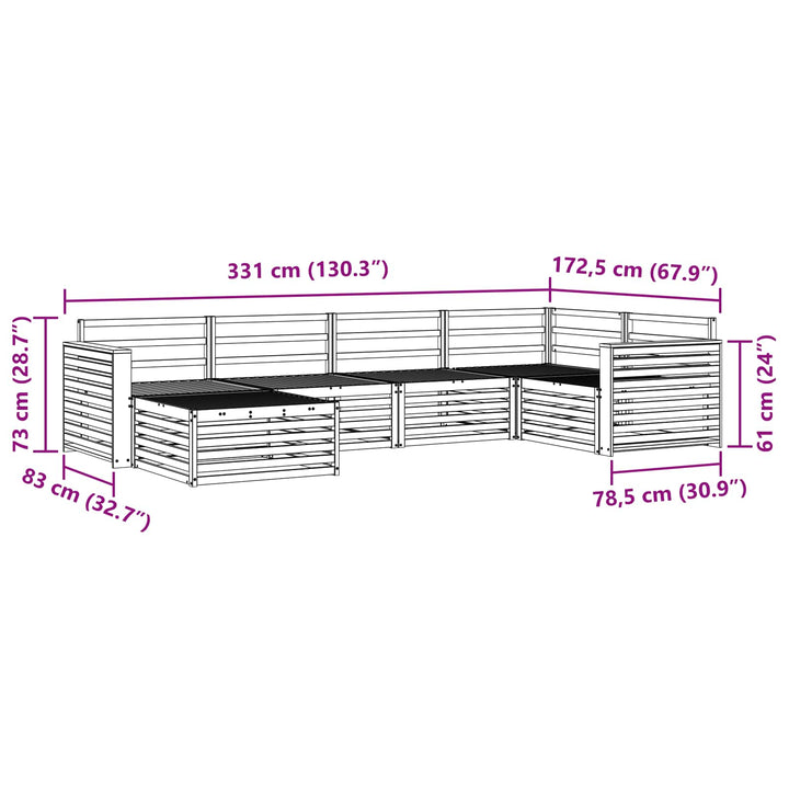Udendørs sofagruppe 6 pcs Naturfarvet