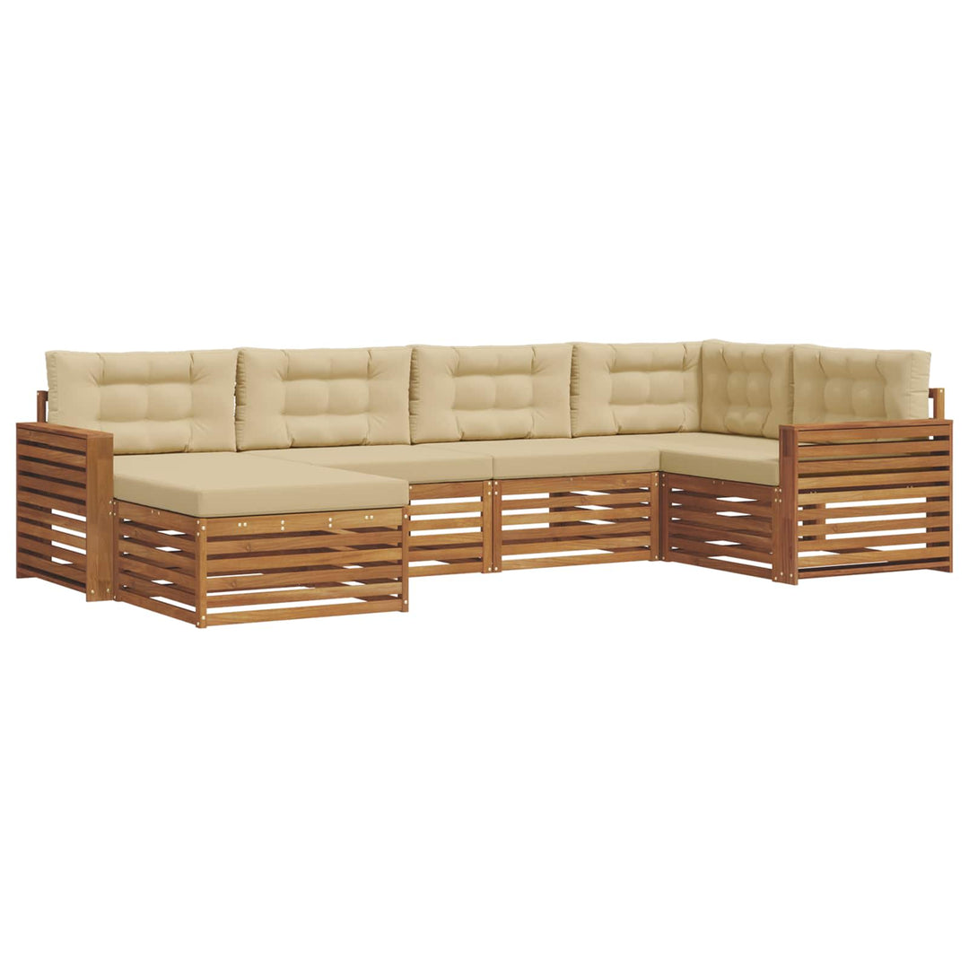 Udendørs sofagruppe med pude 6 pcs Naturlig og Beige