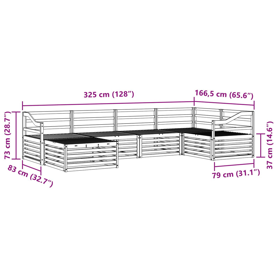Udendørs sofagruppe 6 pcs Naturfarvet