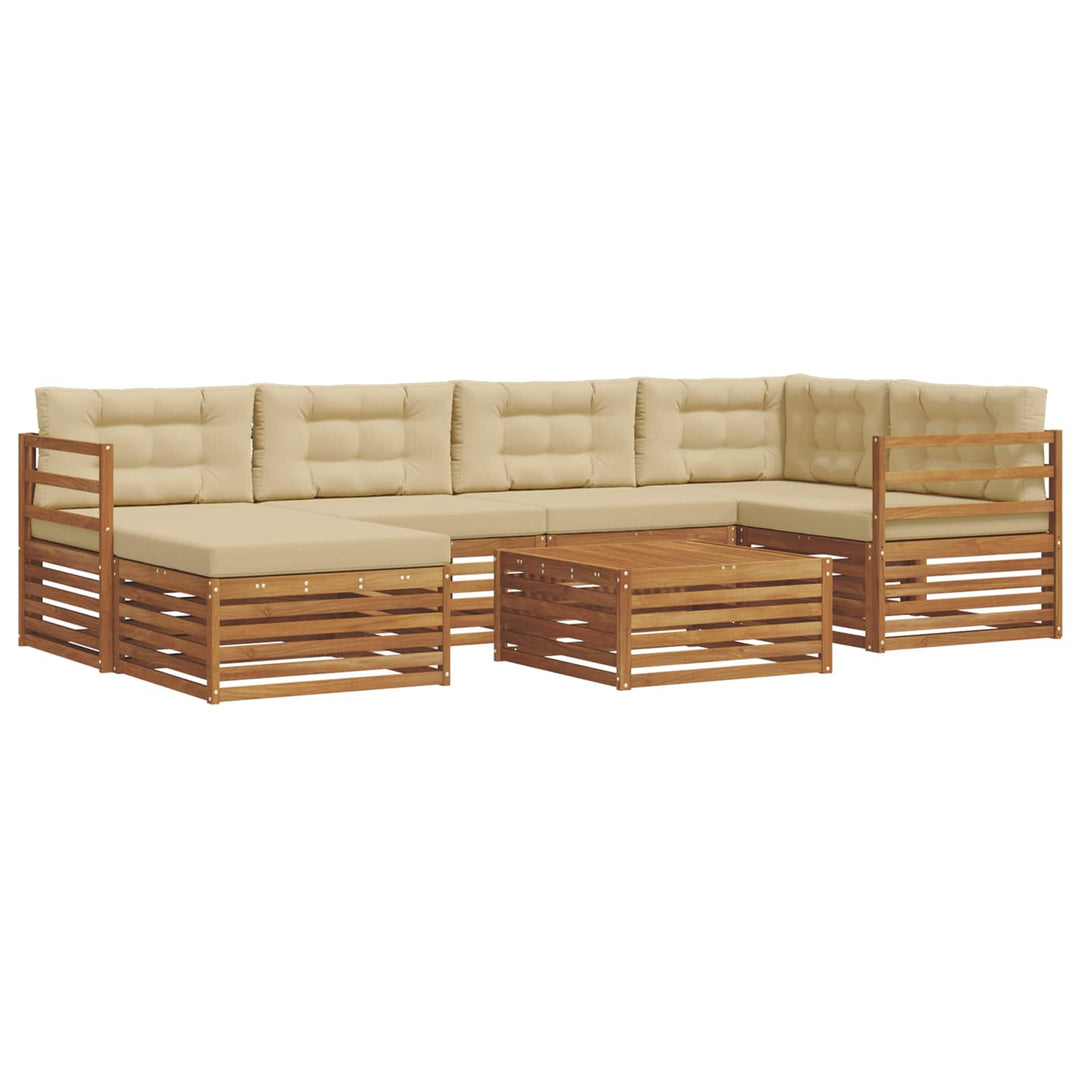 Udendørs sofagruppe med pude 7 pcs Naturlig og Beige