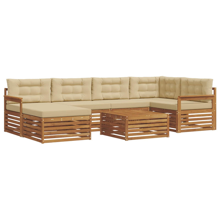 Udendørs sofagruppe med pude 7 pcs Naturlig og Beige