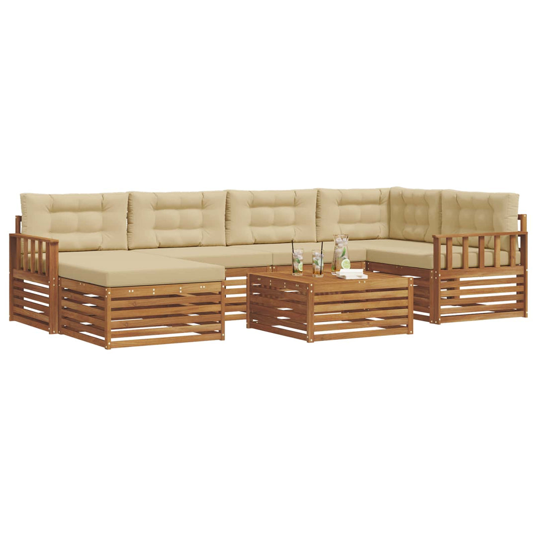 Udendørs sofagruppe med pude 7 pcs Naturlig og Beige