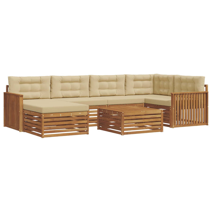 Udendørs sofagruppe med pude 7 pcs Naturlig og Beige
