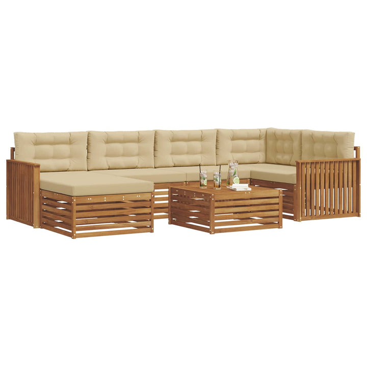 Udendørs sofagruppe med pude 7 pcs Naturlig og Beige