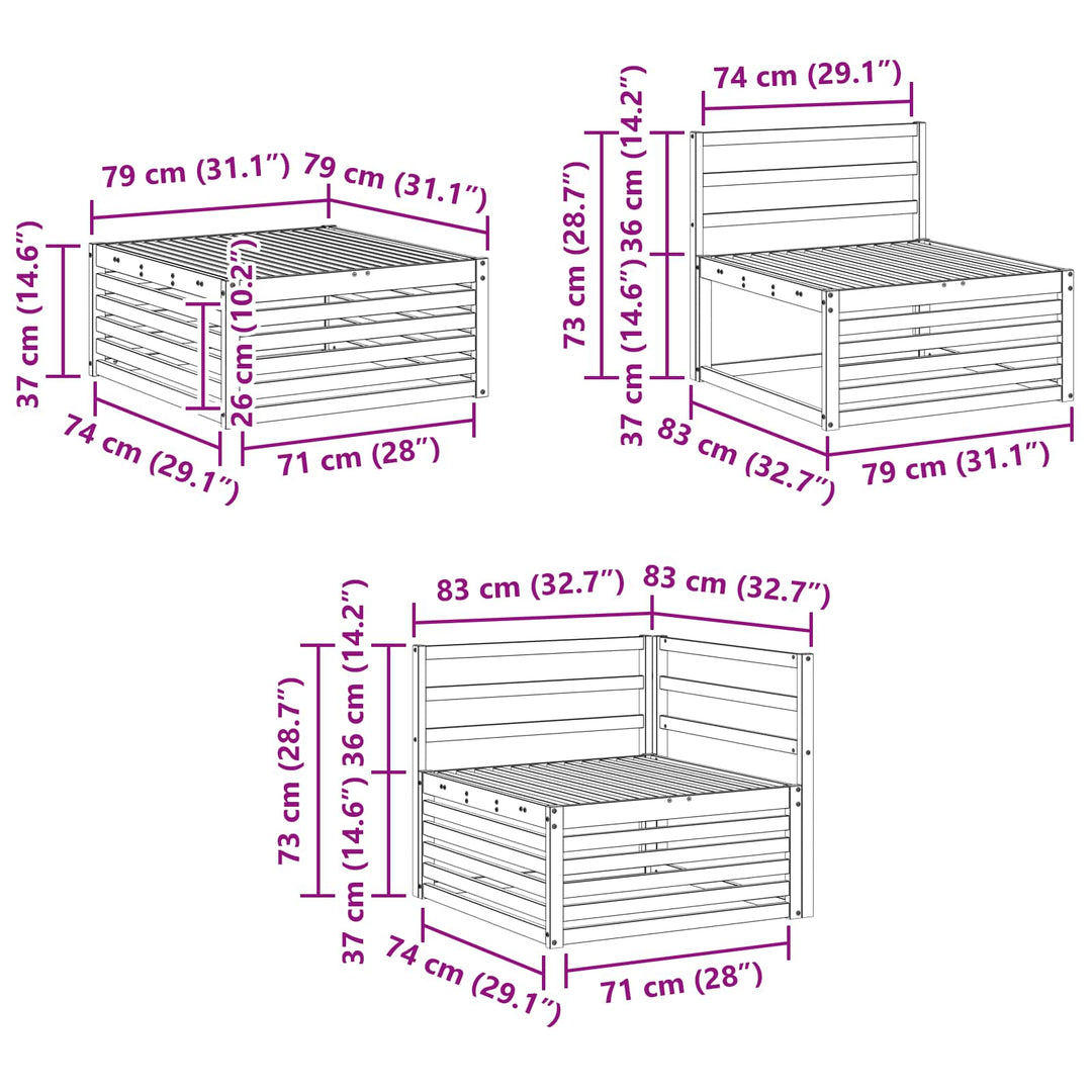 Udendørs sofagruppe 7 stk. Naturfarvet
