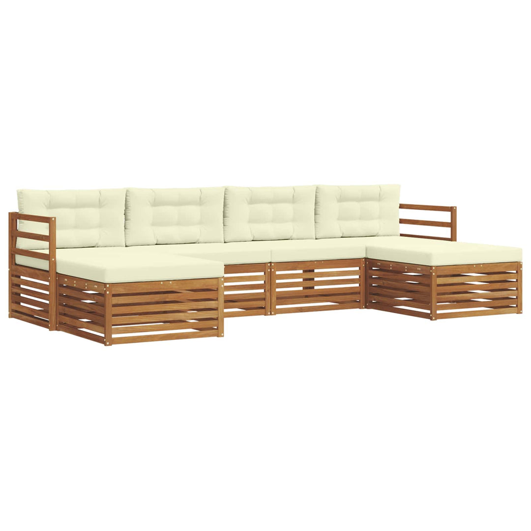 Sofasæt med pude 6 pcs Naturlig og Fløde Massivt Akacietræ