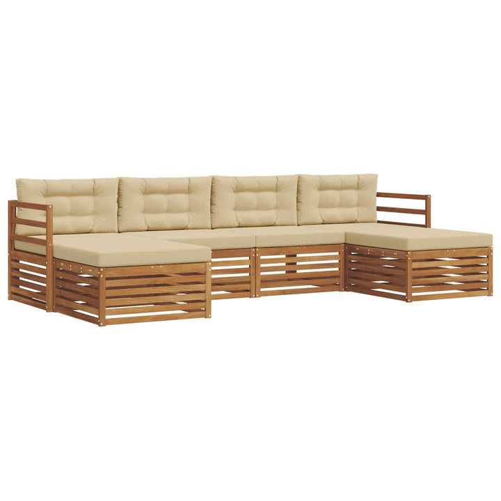 Sofasæt med pude 6 pcs Naturlig og Beige Massivt Akacietræ