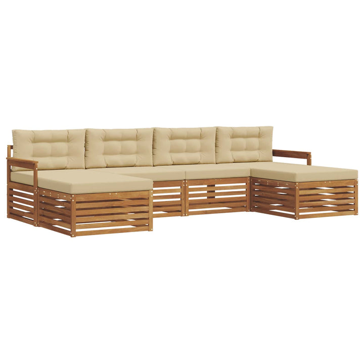 Sofasæt med pude 6 pcs Naturlig og Beige Massivt Akacietræ