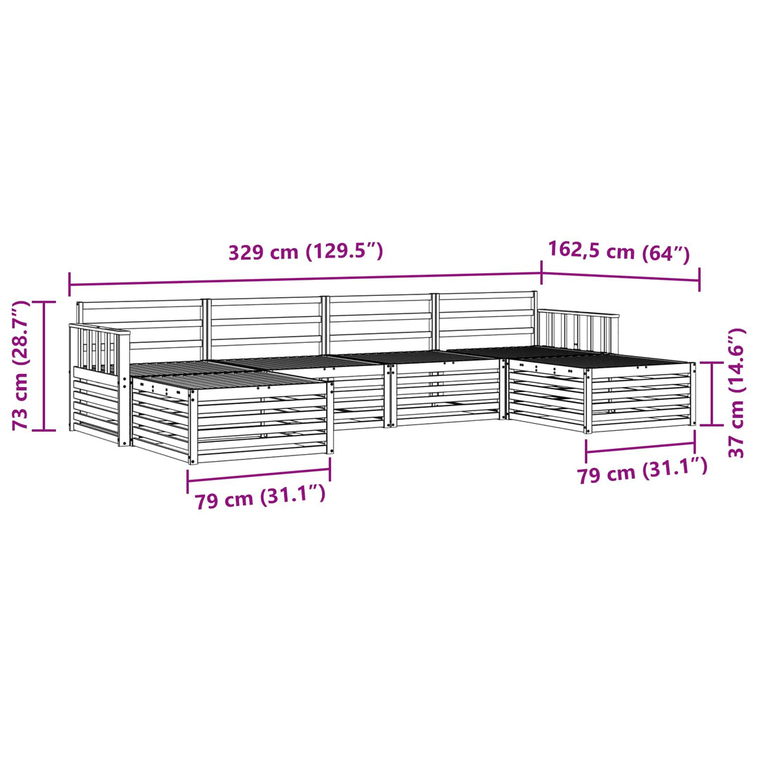 Sofasæt 6 pcs Naturfarvet Massivt Akacietræ