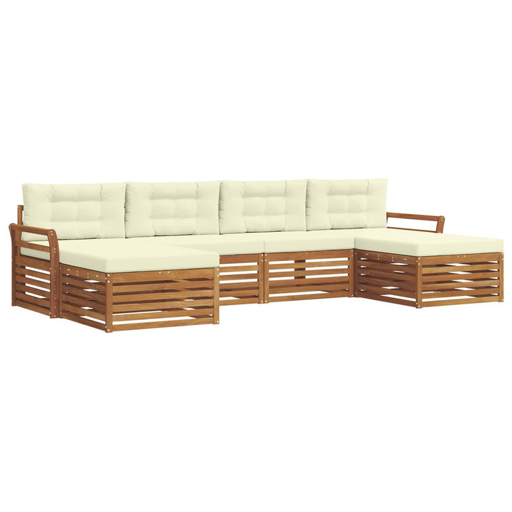 Sofasæt med pude 6 pcs Naturlig og Fløde Massivt Akacietræ