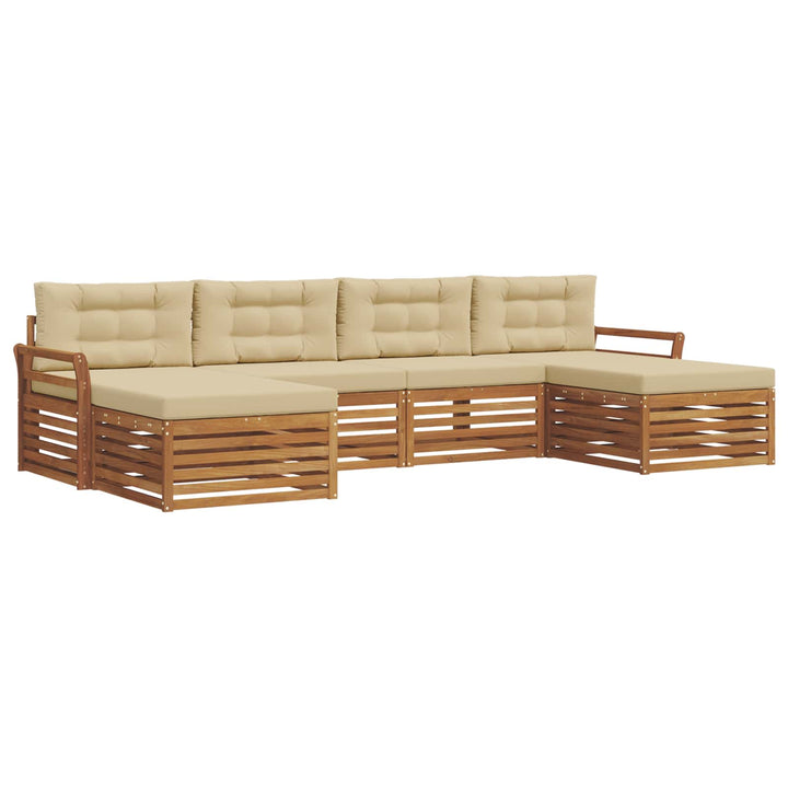 Sofasæt med pude 6 pcs Naturlig og Beige Massivt Akacietræ
