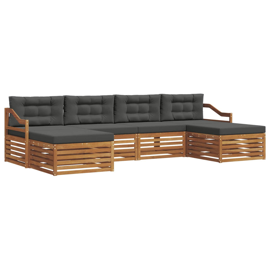Sofasæt med pude 6 pcs Naturlig og Antracit Massivt Akacietræ