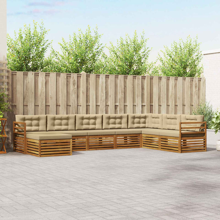Udendørs sofagruppe 8 stk. Naturlig og Beige Massivt Akacietræ