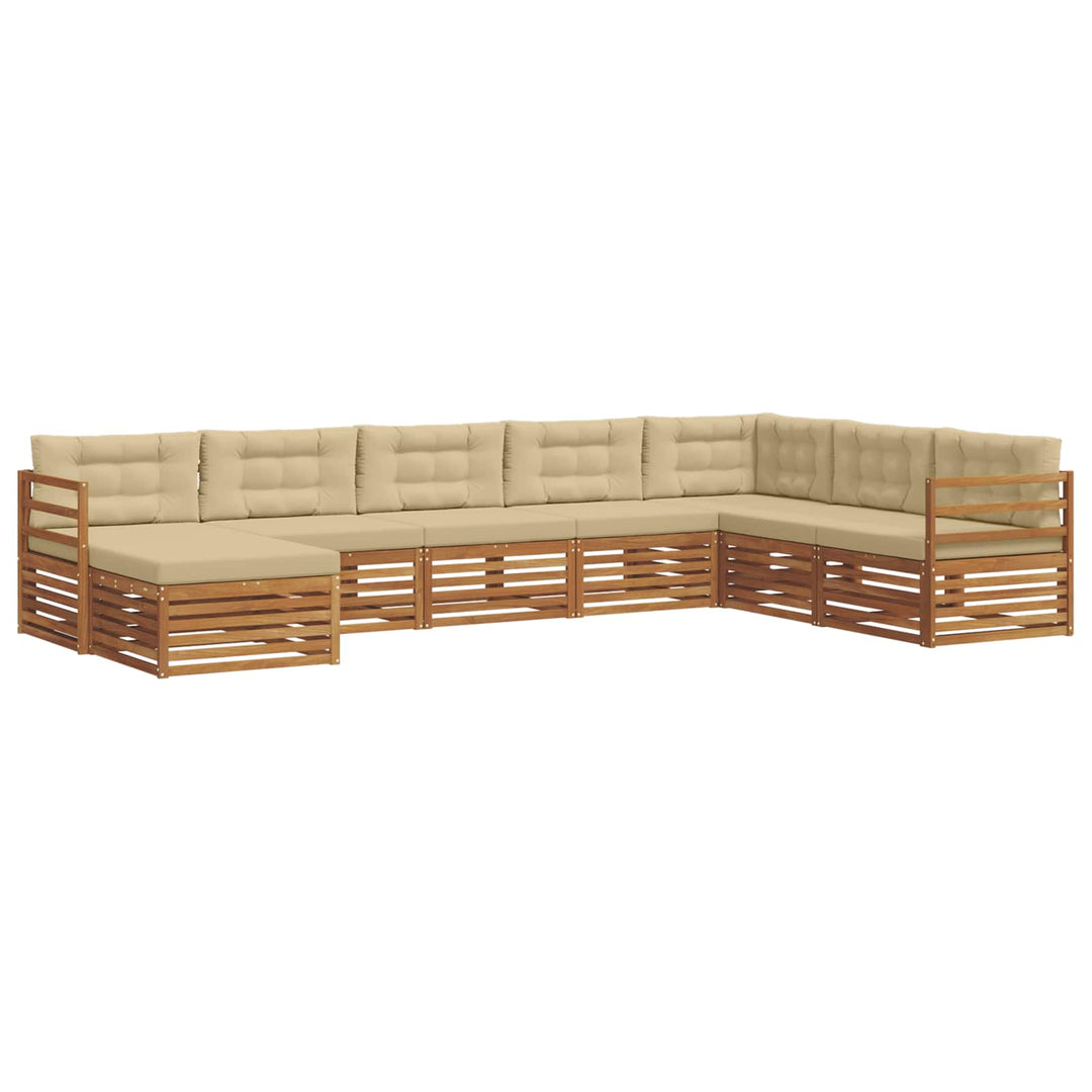 Udendørs sofagruppe 8 stk. Naturlig og Beige Massivt Akacietræ