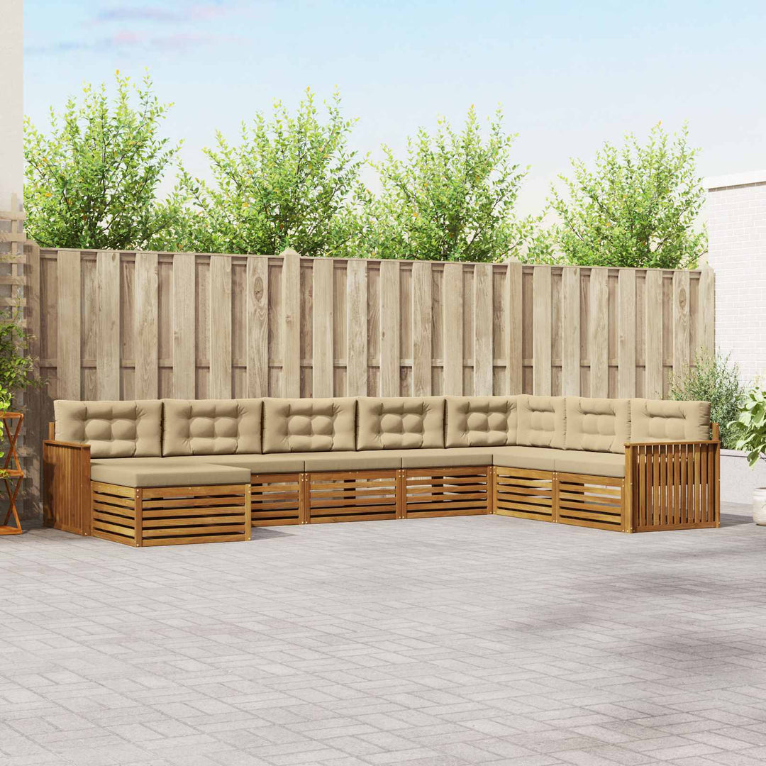Udendørs sofagruppe 8 stk. Naturlig og Beige Massivt Akacietræ