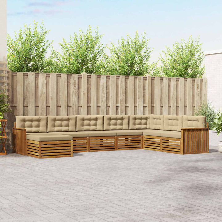 Udendørs sofagruppe 8 stk. Naturlig og Beige Massivt Akacietræ
