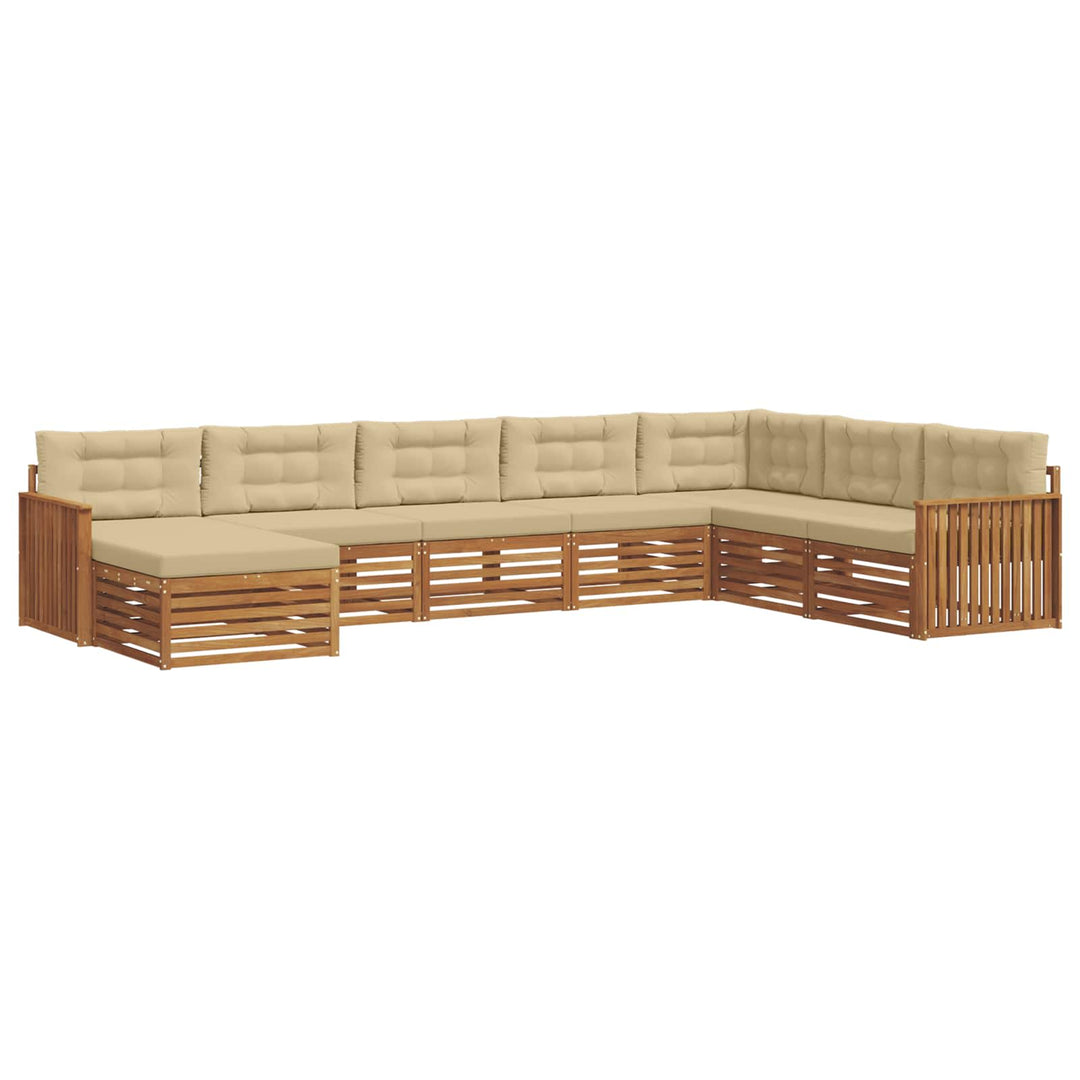 Udendørs sofagruppe 8 stk. Naturlig og Beige Massivt Akacietræ