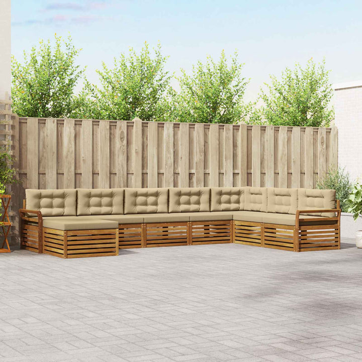 Udendørs sofagruppe 8 stk. Naturlig og Beige Massivt Akacietræ