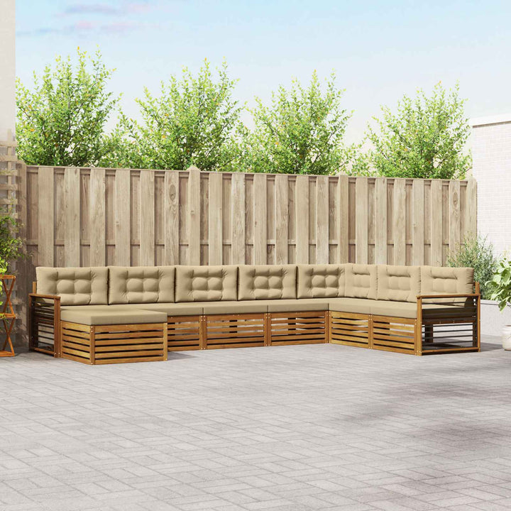 Udendørs sofagruppe 8 stk. Naturlig og Beige Massivt Akacietræ