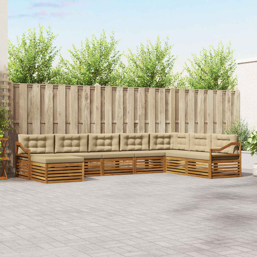 Udendørs sofagruppe 8 stk. Naturlig og Beige Massivt Akacietræ