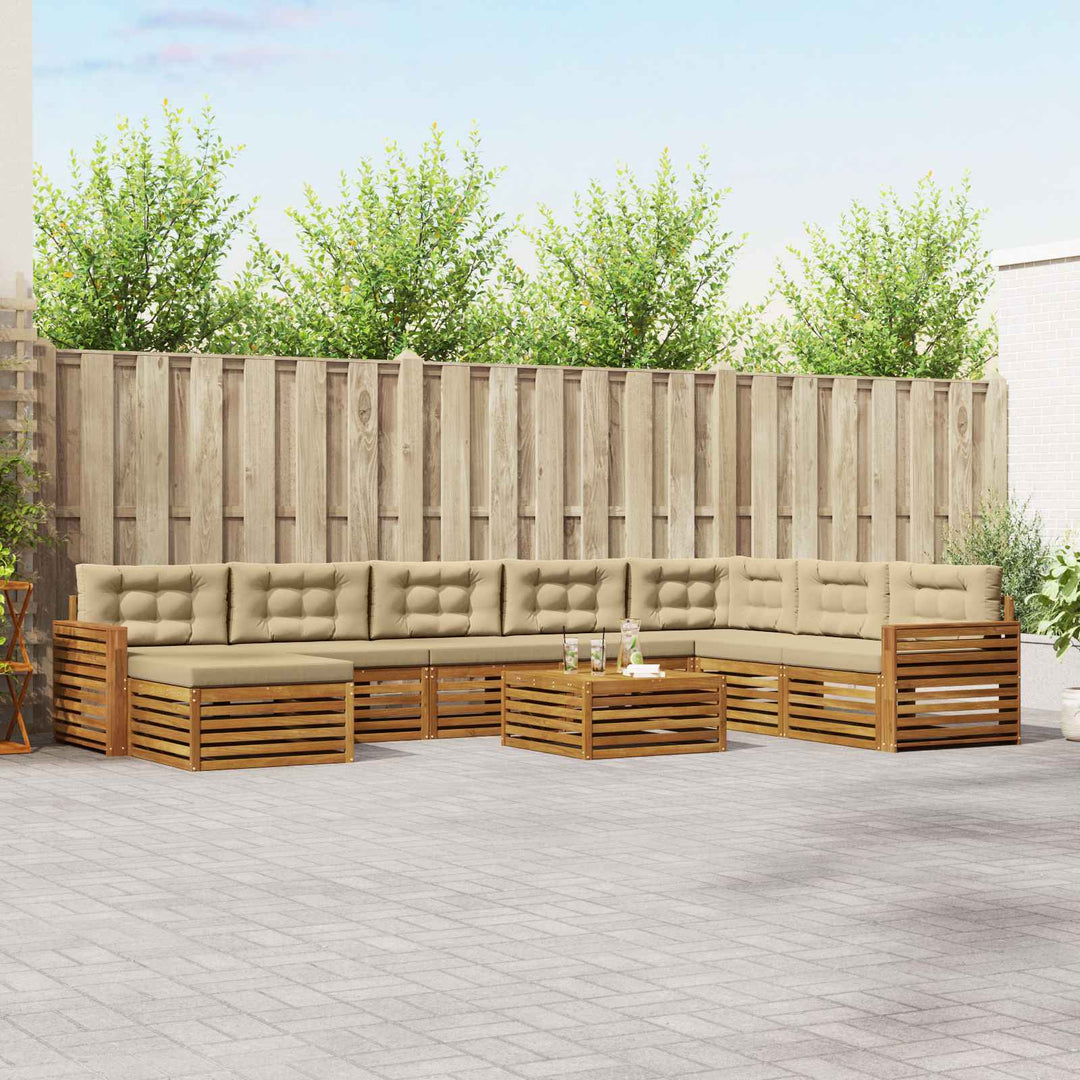 Udendørs sofagruppe 9 stk. Naturlig og Beige Massivt Akacietræ
