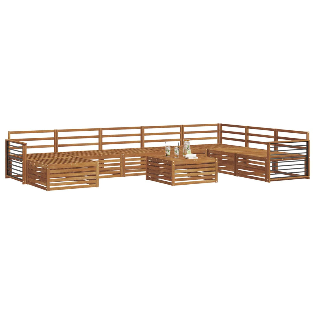 Sofasæt 9 pcs Naturfarvet Massivt Akacietræ