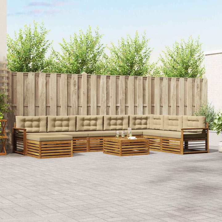 Udendørs sofagruppe 9 stk. Naturlig og Beige Massivt Akacietræ