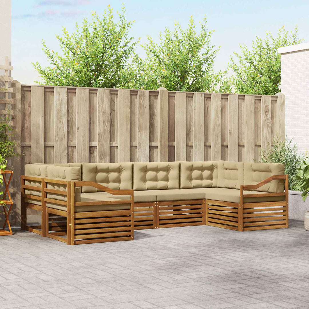 Udendørs sofagruppe 6 stk. Naturlig og Beige Massivt Akacietræ