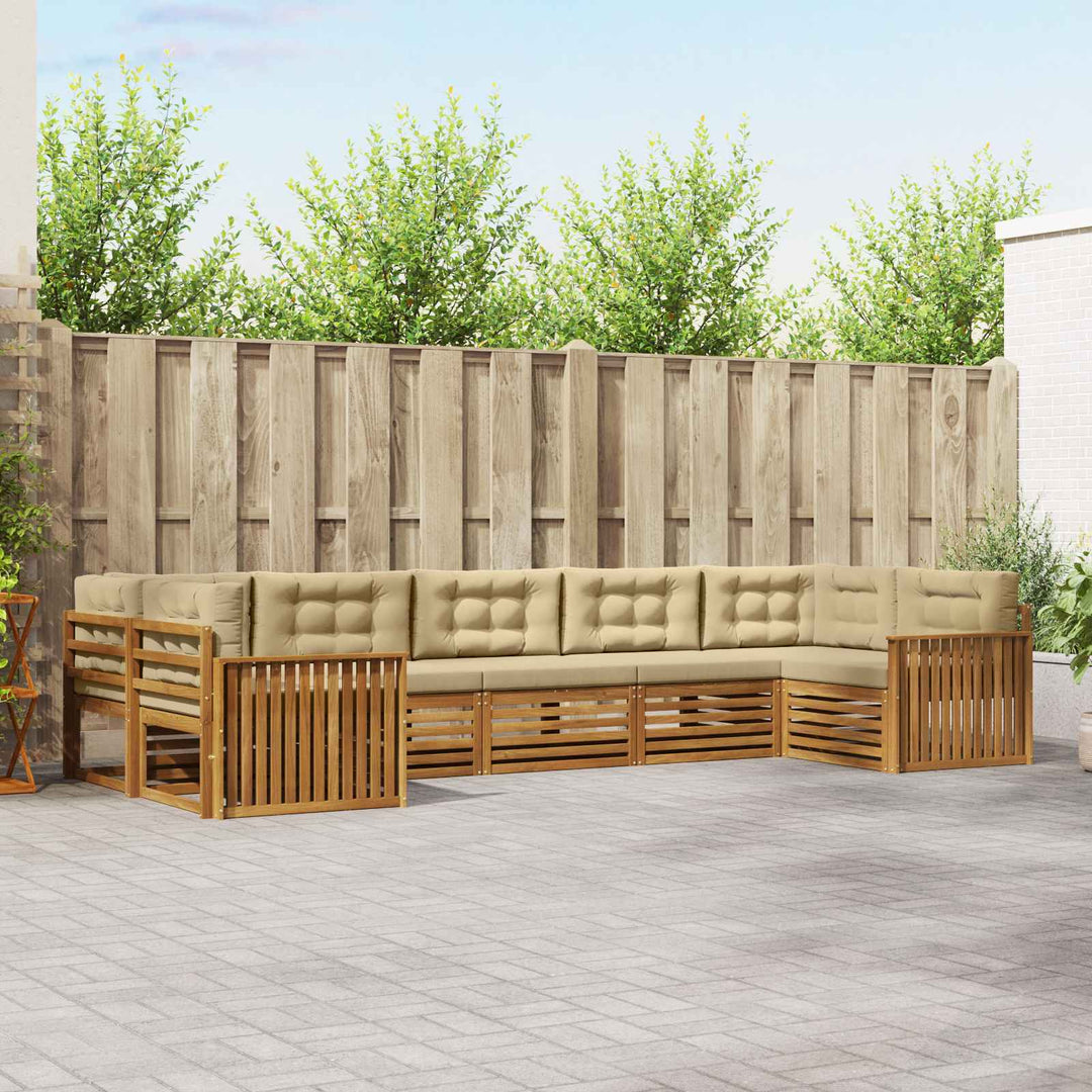 Udendørs sofagruppe 7 stk. Naturlig og Beige Massivt Akacietræ