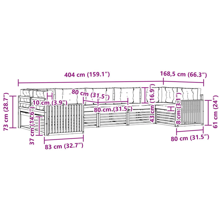 Udendørs sofagruppe 7 stk. Naturlig og Beige Massivt Akacietræ