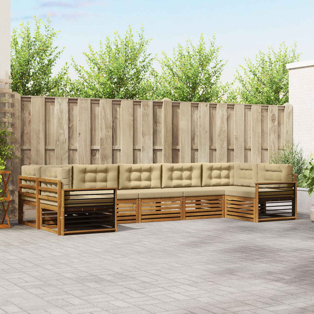 Udendørs sofagruppe 7 stk. Naturlig og Beige Massivt Akacietræ