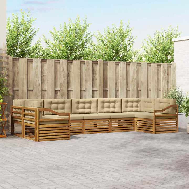 Udendørs sofagruppe 7 stk. Naturlig og Beige Massivt Akacietræ
