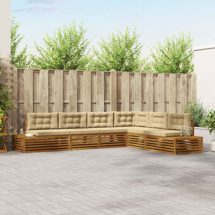 Udendørs sofagruppe med pude 6 Stk Naturlig og Beige