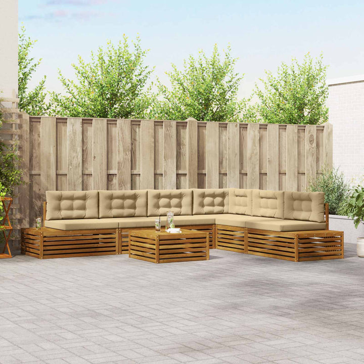 Udendørs sofagruppe med pude 7 Stk Naturlig og Beige