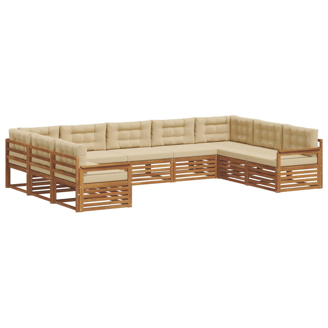 Udendørs sofagruppe 9 stk. Naturlig og Beige Massivt Akacietræ