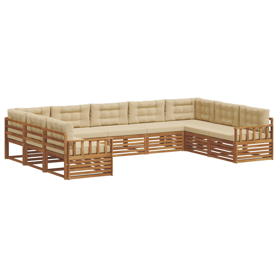 Udendørs sofagruppe 9 stk. Naturlig og Beige Massivt Akacietræ