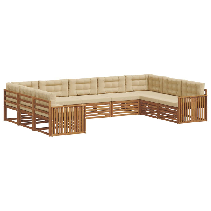 Udendørs sofagruppe 9 stk. Naturlig og Beige Massivt Akacietræ