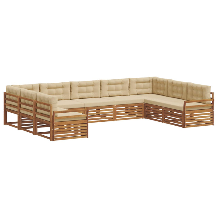 Udendørs sofagruppe 9 stk. Naturlig og Beige Massivt Akacietræ