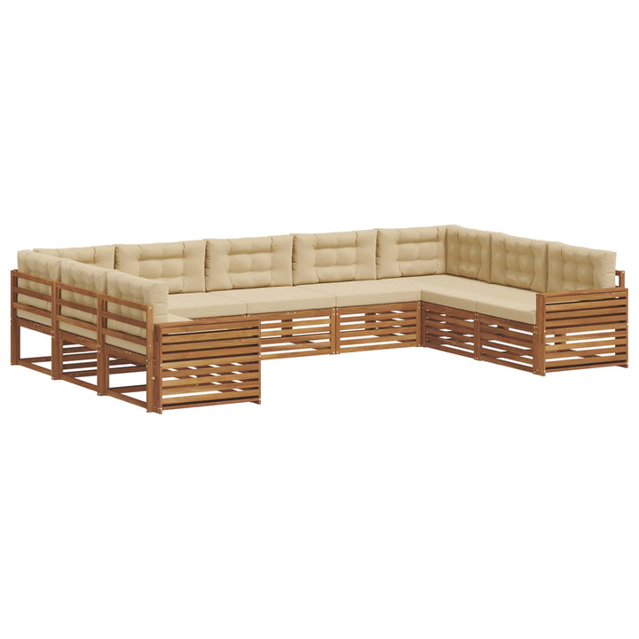 Udendørs sofagruppe 9 stk. Naturlig og Beige Massivt Akacietræ