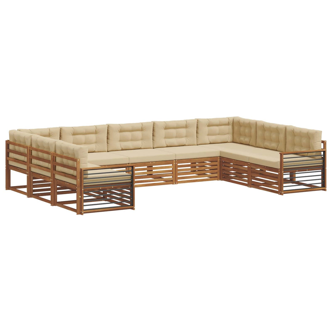Udendørs sofagruppe 9 stk. Naturlig og Beige Massivt Akacietræ