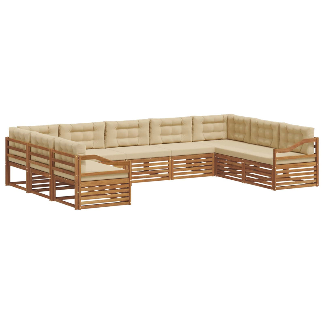 Udendørs sofagruppe 9 stk. Naturlig og Beige Massivt Akacietræ