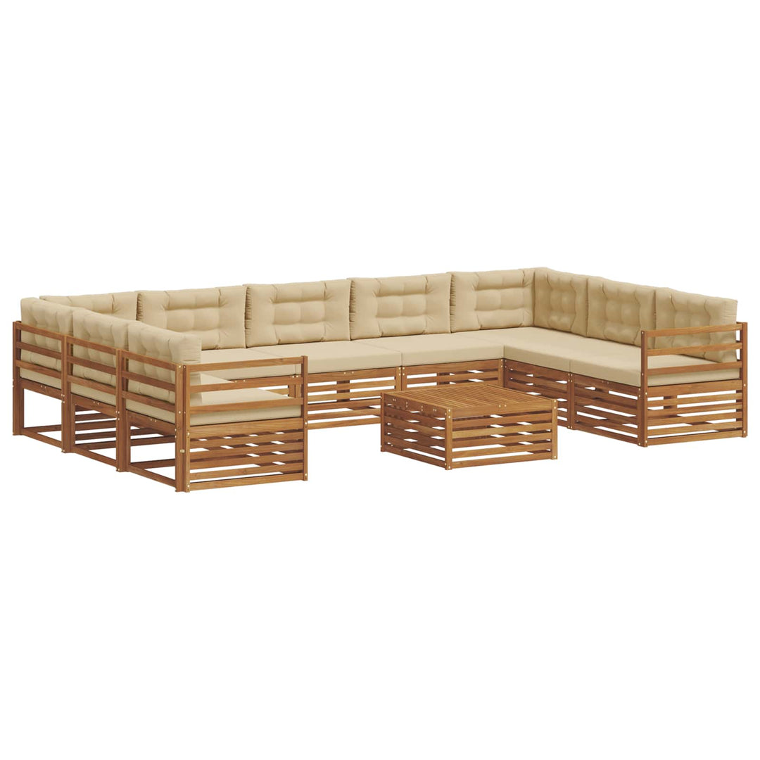 Udendørs sofagruppe 10 stk. Naturlig og Beige Massivt Akacietræ