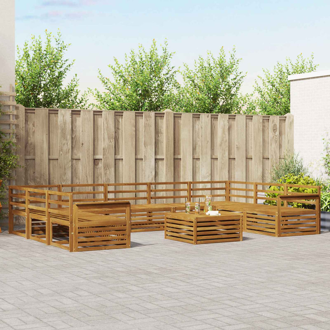 Udendørs sofagruppe 10 pcs Naturfarvet Massivt Akacietræ