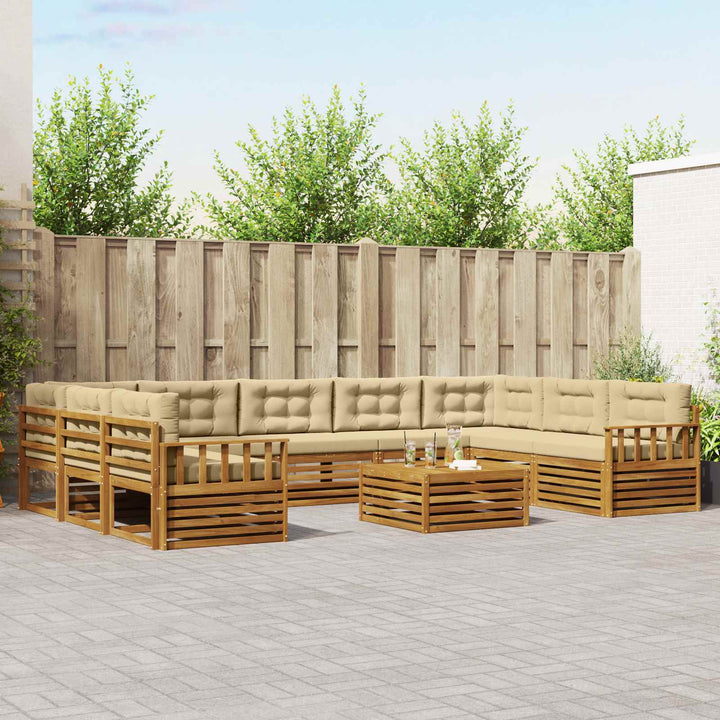 Udendørs sofagruppe 10 stk. Naturlig og Beige Massivt Akacietræ
